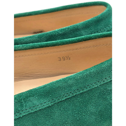 Tod’s Green Suede Leather Rubber Sole Moccasin Driving Loafers Womens 39.5 w Box