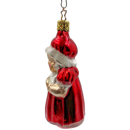 Mrs Claus Red Dress Star Top Inge Glass Ornament German Christmas Tree Decor