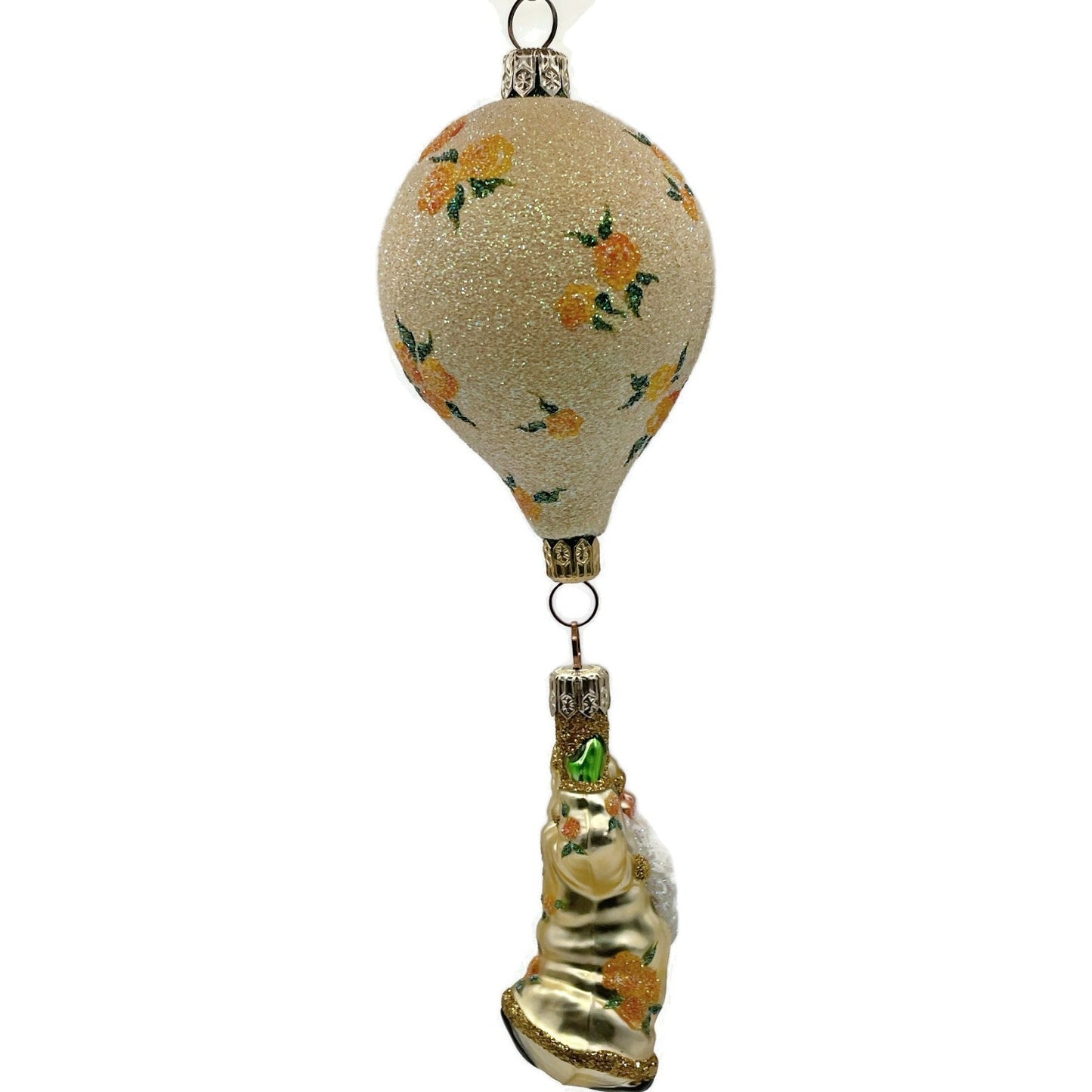 Patricia Breen Into the Blue Santa Claus Yellow Roses Spring Christmas Ornament
