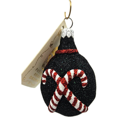 Patricia Breen Peppermint Sack Black Candy Canes Christmas Tree Ornament CATZ