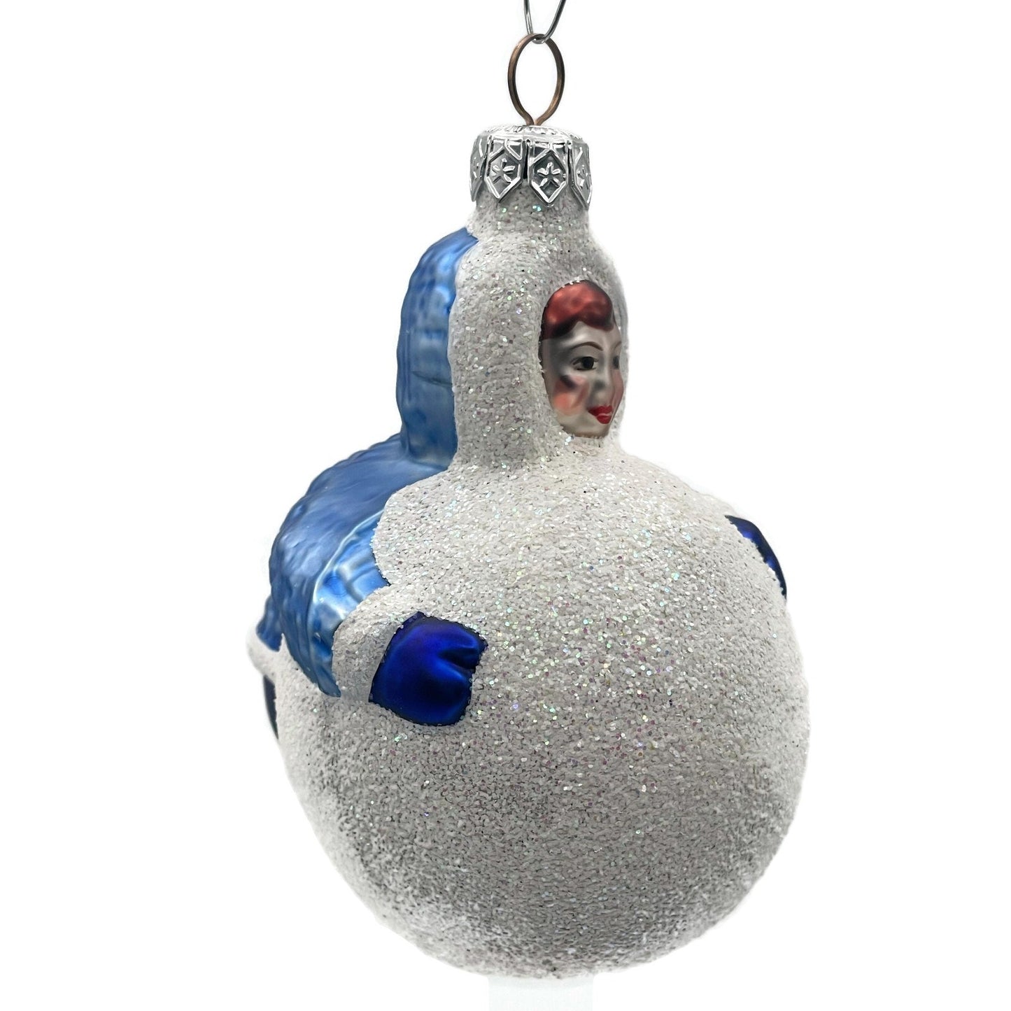 Patricia Breen Snowball Boy Blue Blown Glass Christmas Holiday Tree Ornament
