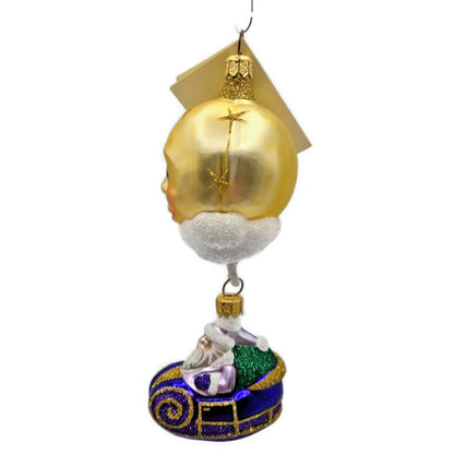 Patricia Breen Night Flight Santa Purple Sleigh Gold Moon Christmas Ornament