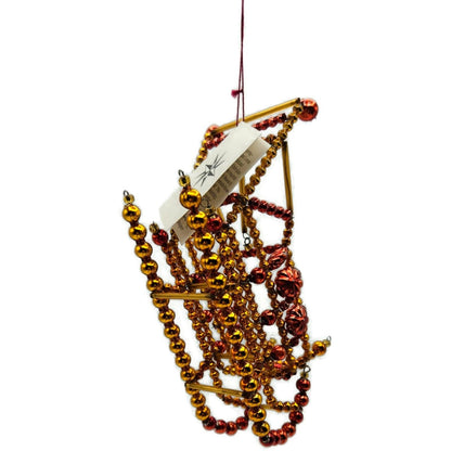 Christopher Radko Ruby Sleigh Red Gold Beaded Christmas Ornament 98-231-0 Czech