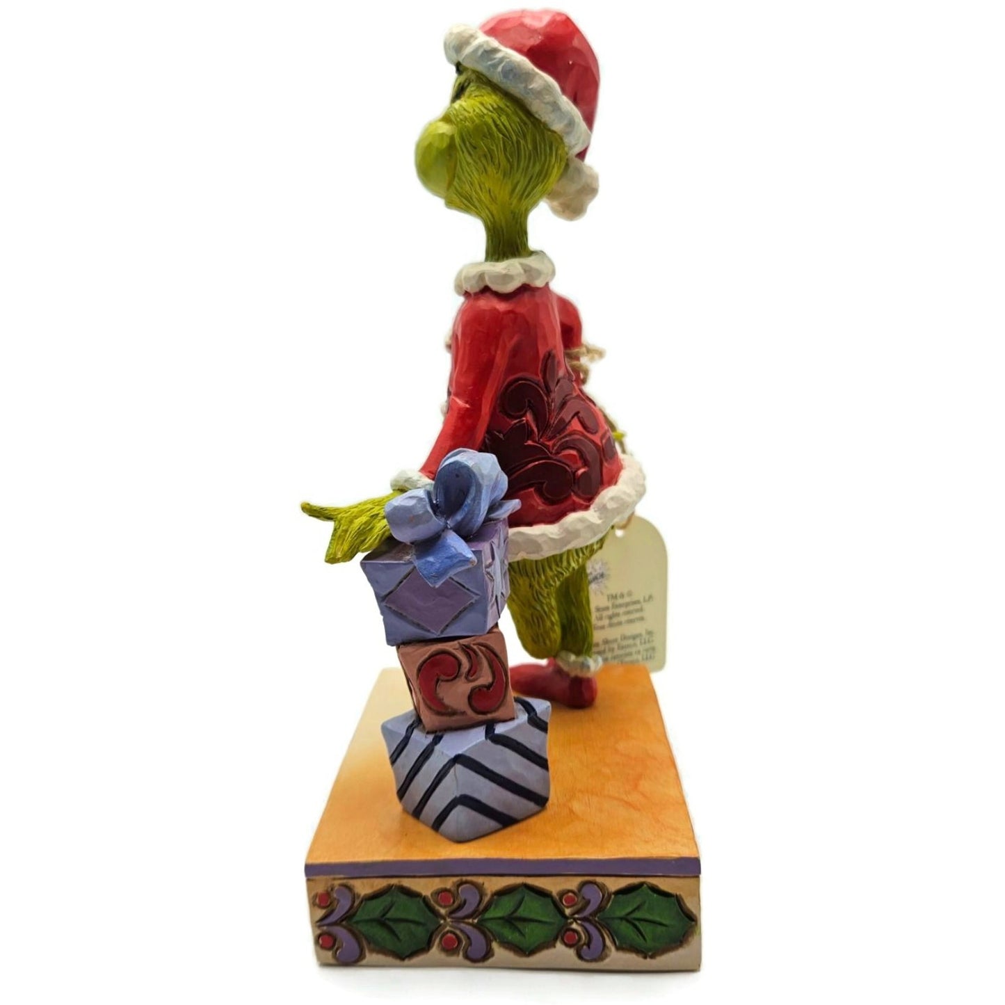 Jim Shore Dr. Seuss Grinch Leaning on Stacked Gifts Enesco Figurine 6015280