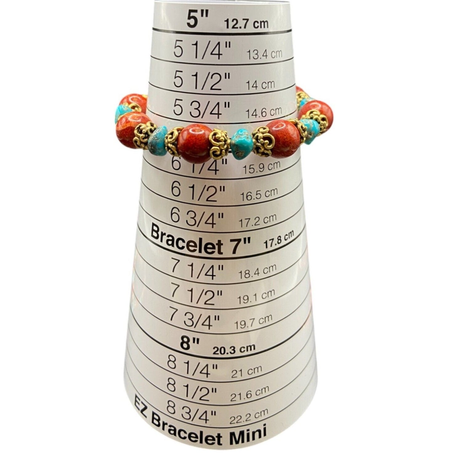 3 Pc Set Sponge Coral Turquoise Beaded Necklace Bracelets Gold Tone Metal