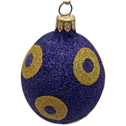 Patricia Breen Egg Purple Gold Polka Dot Easter Christmas Tree Ornament Glitter