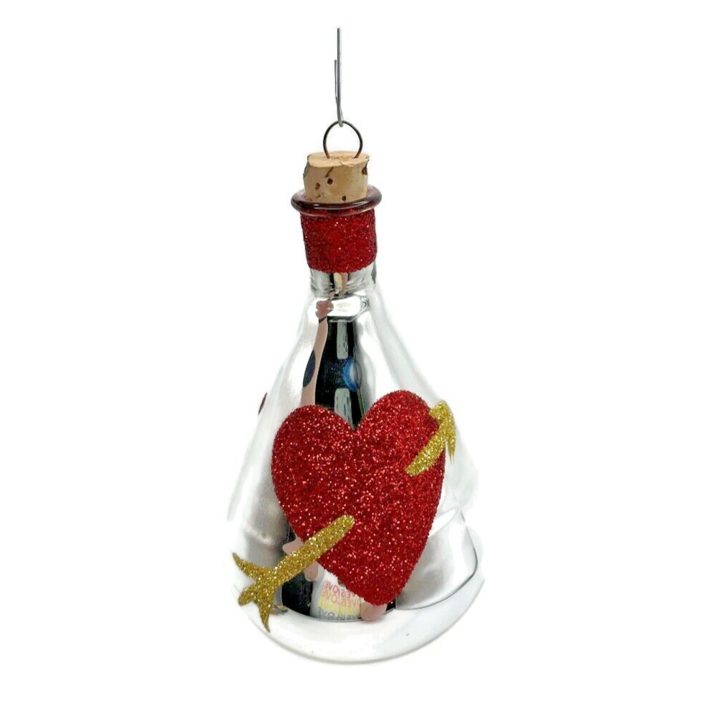 Ornament Patricia Breen Love Elixir Silver Heart Glass Valentines Christmas Tree