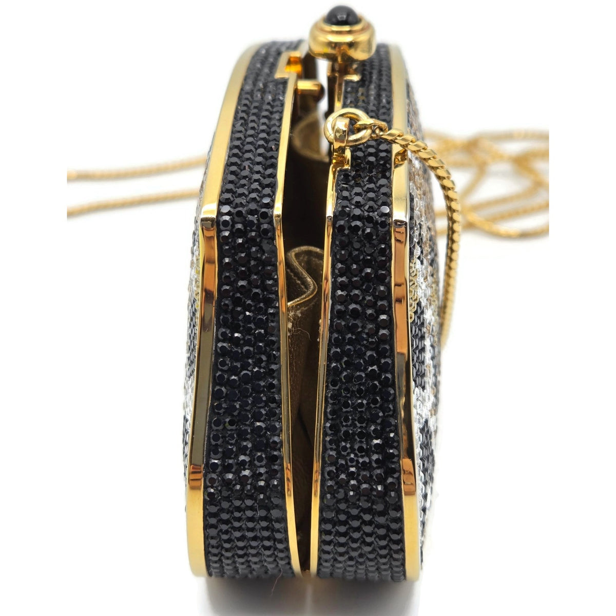 Judith Leiber Couture Leopard Crystal Minaudiere Shoulder Bag With Dust Bag