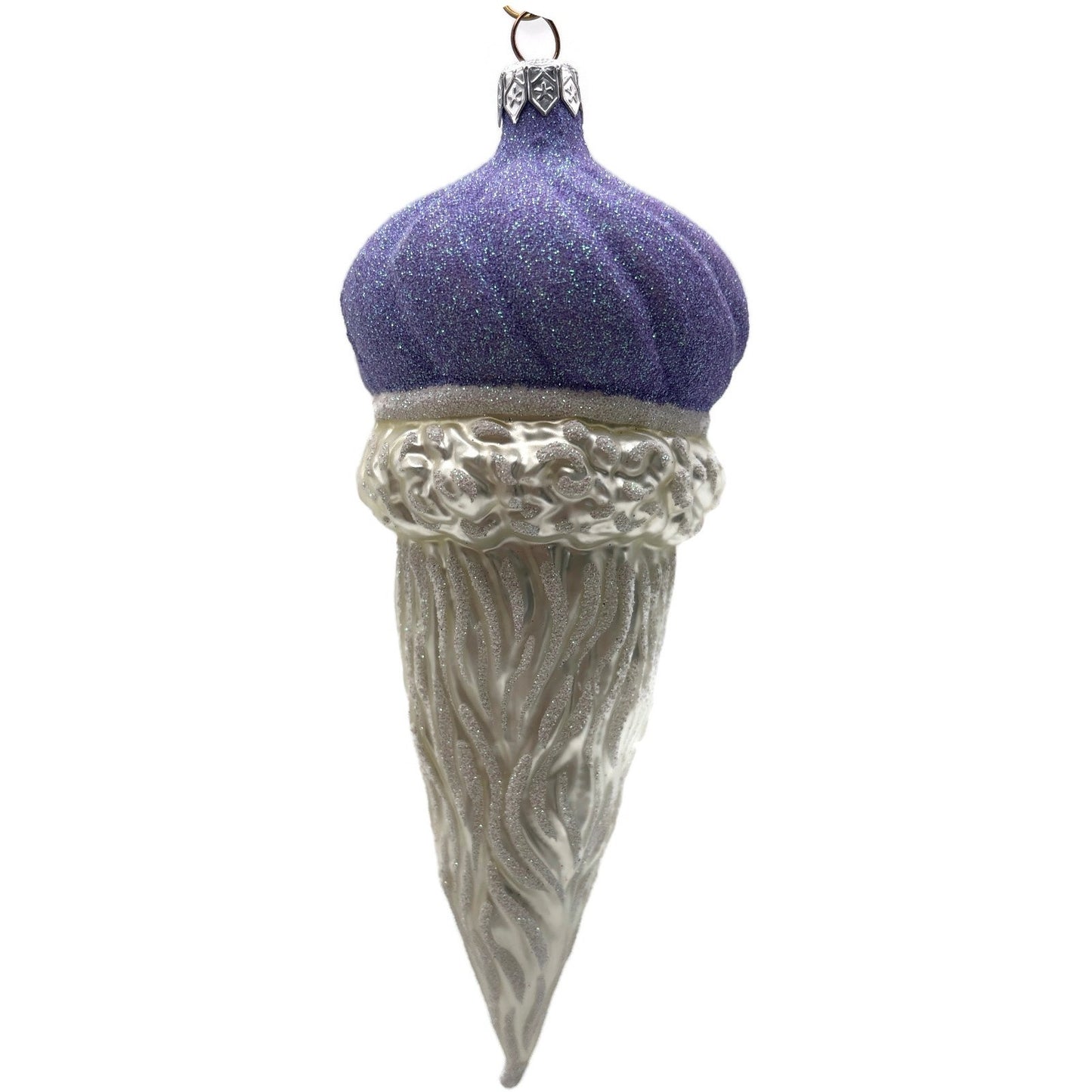 Patricia Breen Minsk Santa Claus Head Lavender Christmas Tree Ornament AIC