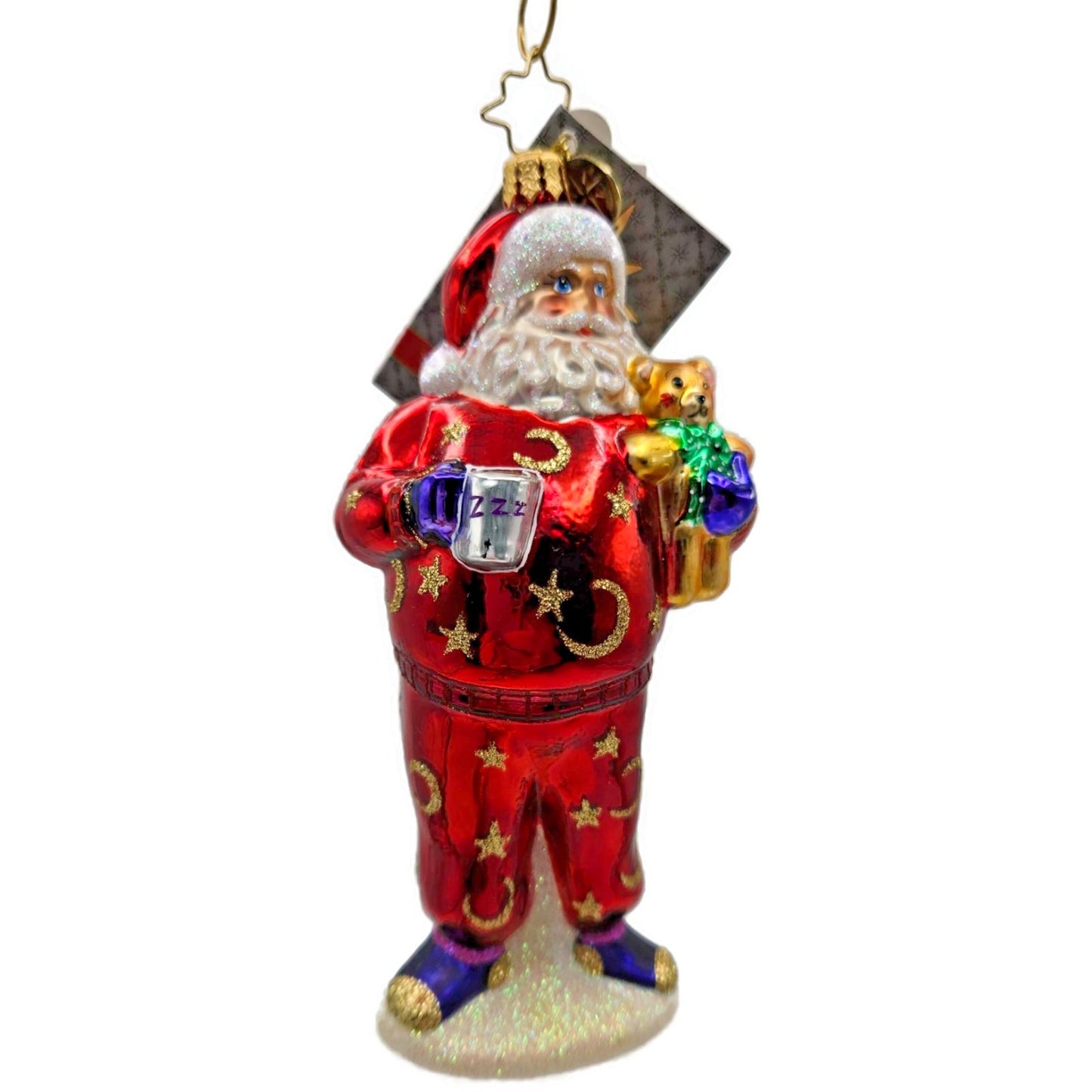 Christopher Radko Bedtime Santa Teddy Bear Stars Moon Christmas Ornament 1016169