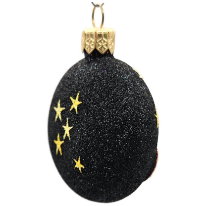 Patricia Breen Salem Medallion Black Yellow Moon Glass Halloween Ornament 2212
