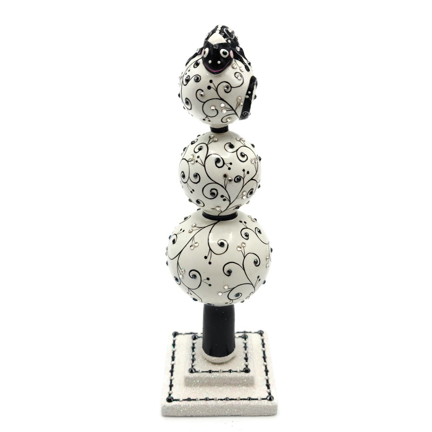 Patricia Breen Miniature Chameleon Finial Quilling Black Christmas Tree Ornament