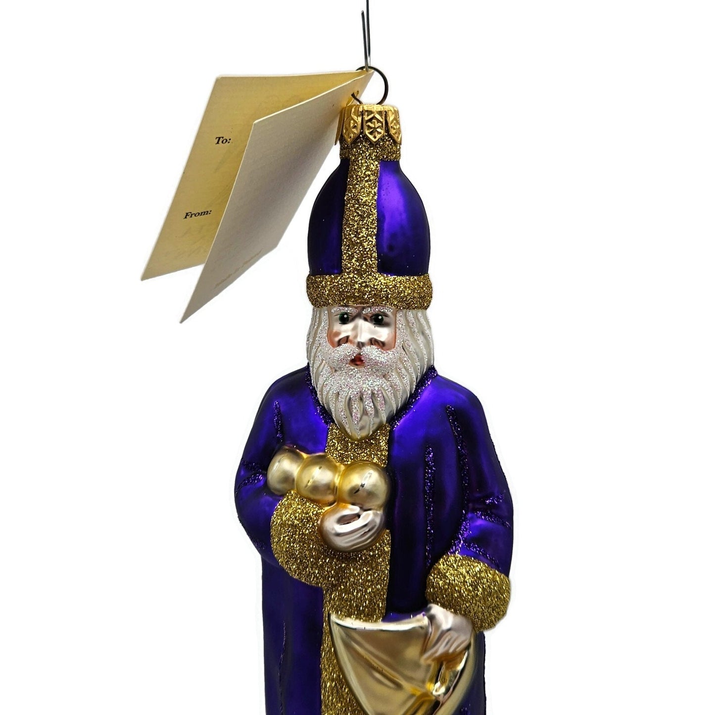 Patricia Breen Saint Nicholas Purple Glittered Folds of Coat Christmas Ornament