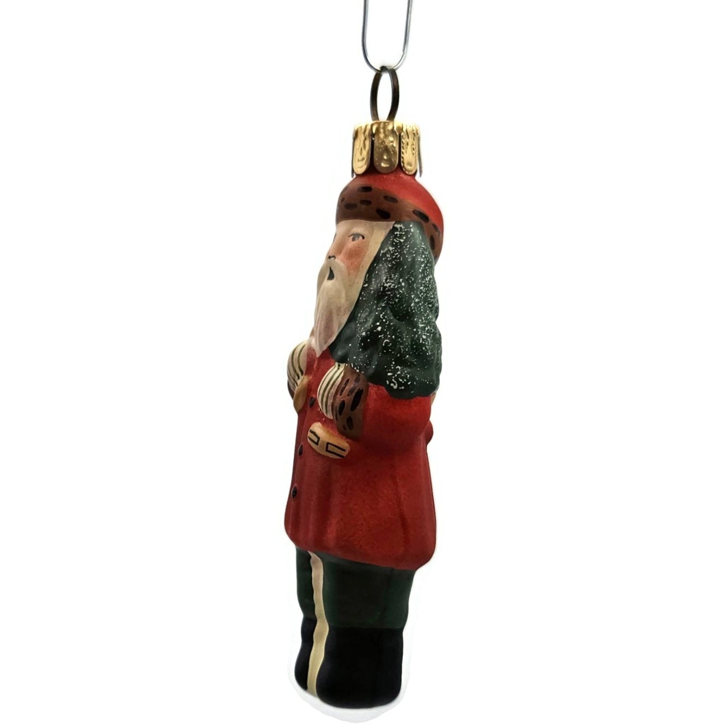 Vaillancourt Mini Red Father Christmas With Tree Glass Holiday Ornament
