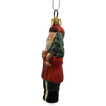 Vaillancourt Mini Red Father Christmas With Tree Glass Holiday Ornament