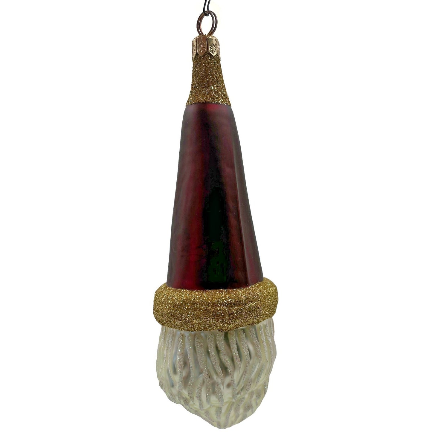 Patricia Breen Wink of His Eye Bordeaux Santa Claus Head Christmas Tree Ornament
