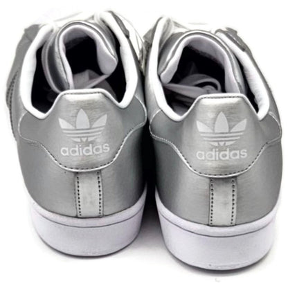 Adidas Superstar Silver Metallic Leather Shoes Ladies Size 9 Shell Toe FY1155