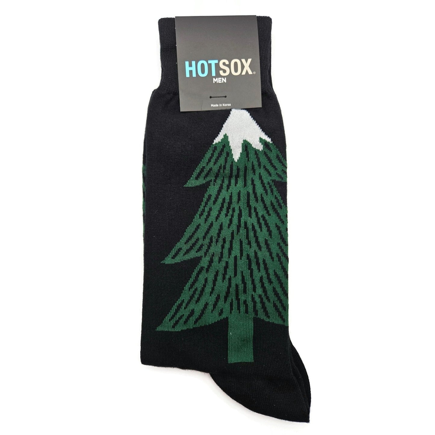 Hot Sox Christmas Socks Pine Trees Black Green Holiday Stocking Stuffers