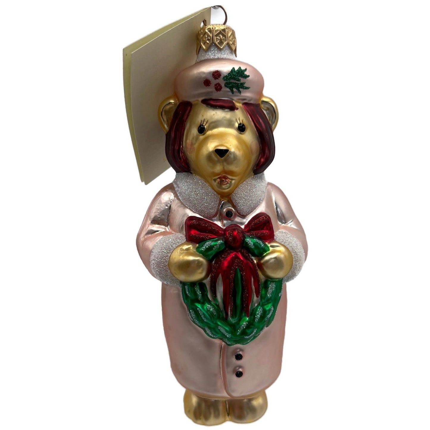 Patricia Breen Mama Bear Pink Green Red Holly Christmas Tree Ornament