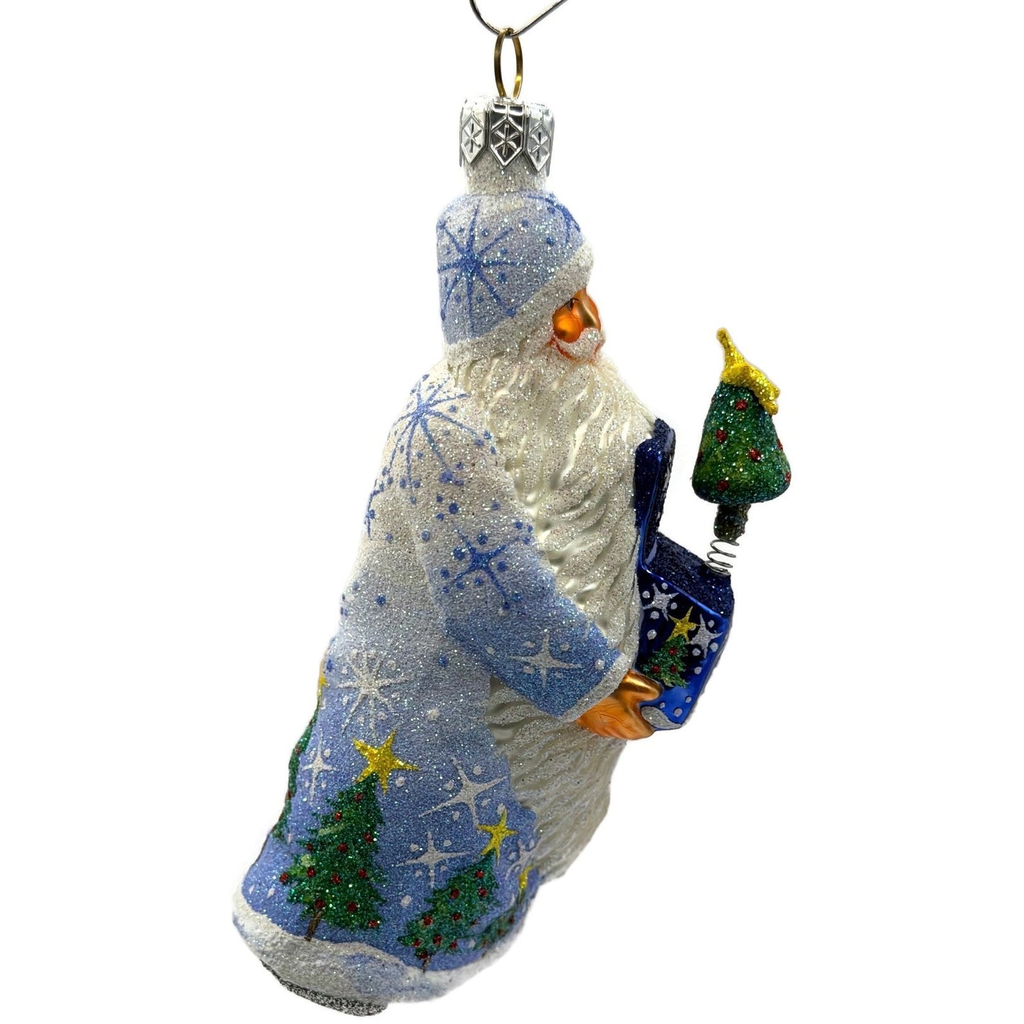 Patricia Breen Jack In The Box Santa Blue Snowflakes Christmas Tree Ornament NM