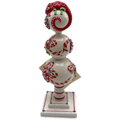 Patricia Breen Miniature Chameleon Finial Red White Jeweled Christmas Decoration