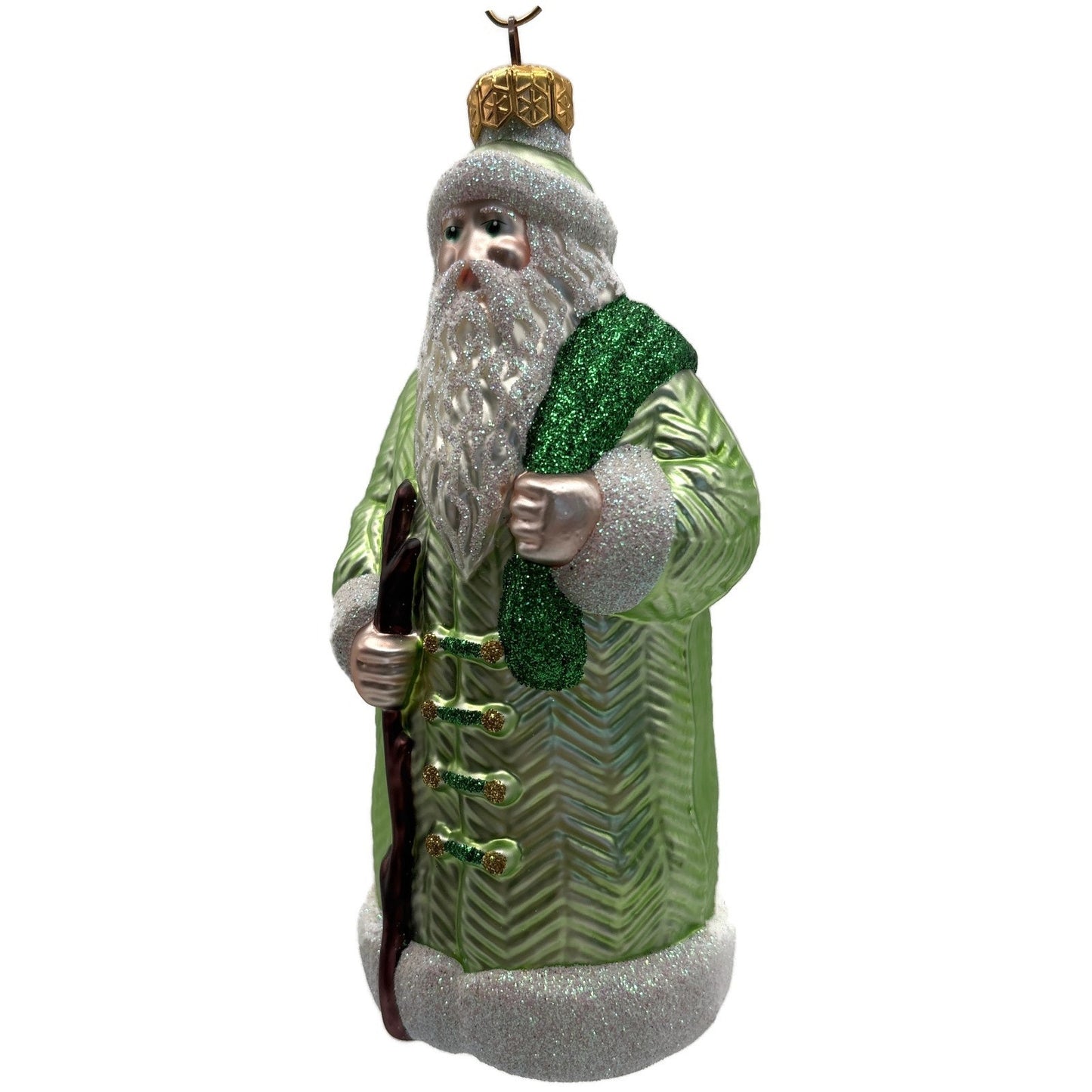 Patricia Breen Santa of the Mead Green White Trim Christmas Tree Ornament