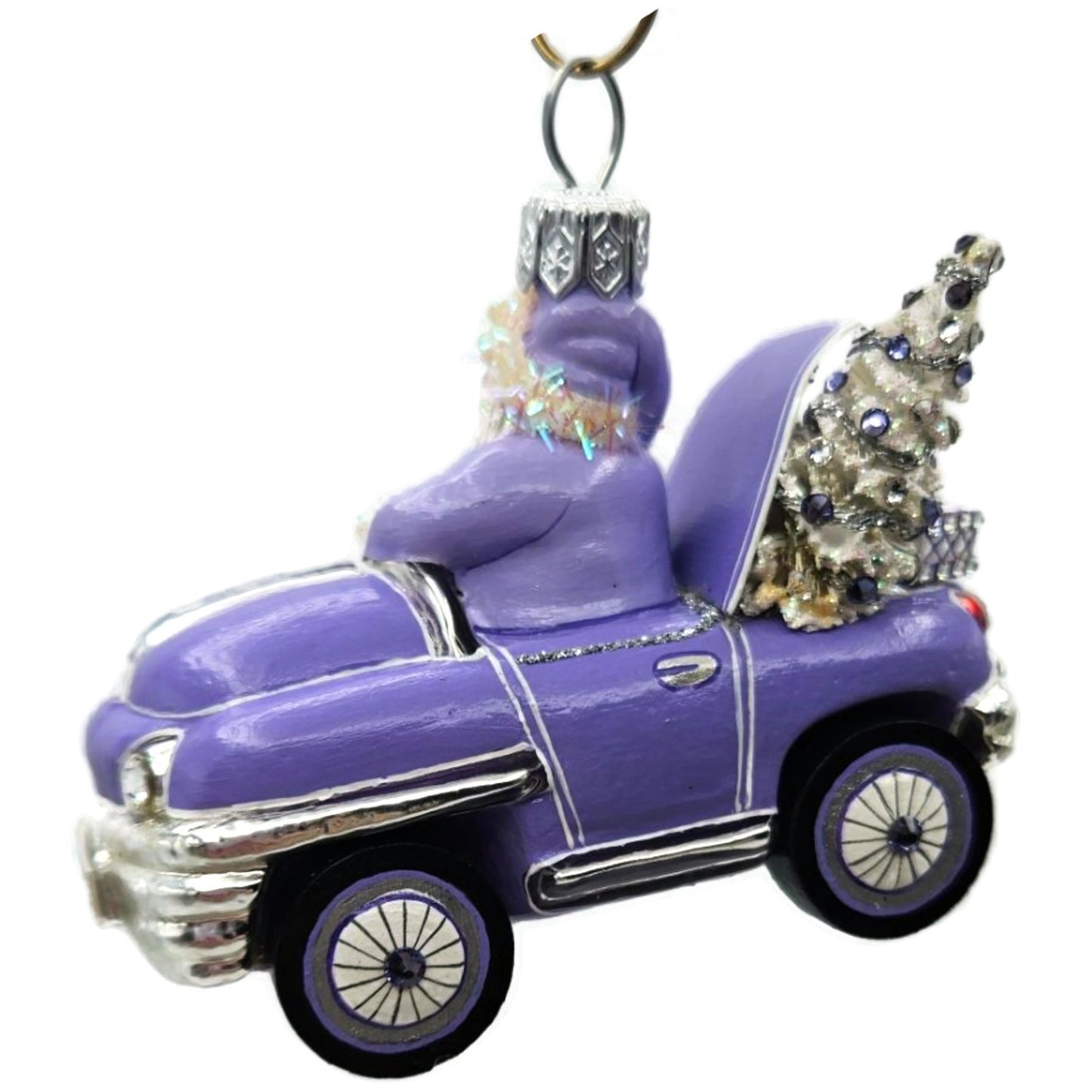 Patricia Breen En Route Santa Claus Car Lavender Purple Christmas Ornament CATZ