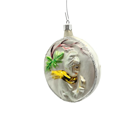 Christopher Radko Early Winter Medallion Silver Christmas Tree Ornament 90-024-0