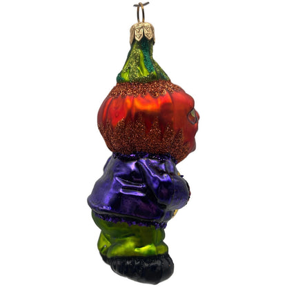 Slavic Treasures Moonlight Goblin Orange Pumpkin Halloween Ornament 00-268-A