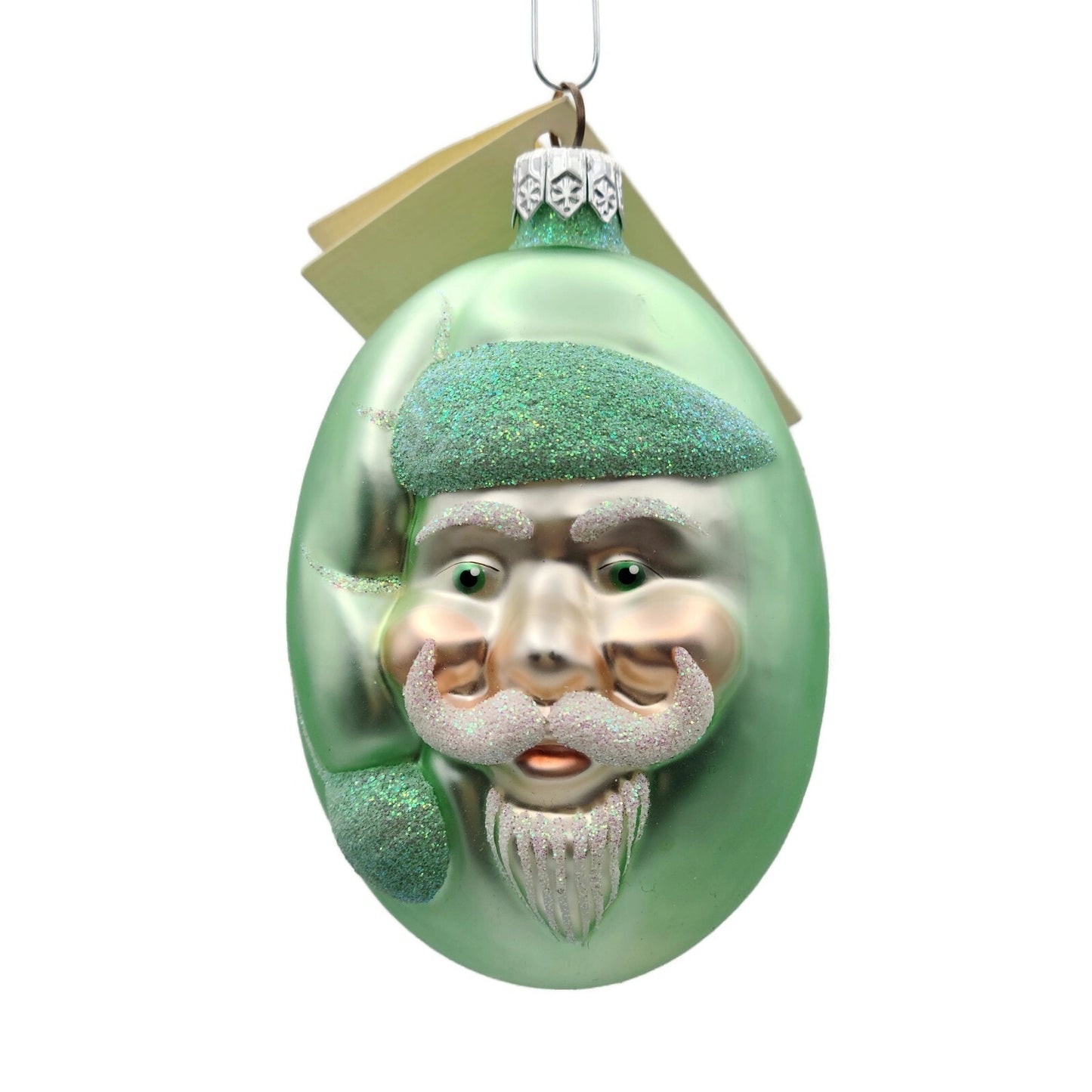 Patricia Breen Jelly Bean Santa Claus Head Mint Green Matte Christmas Ornament