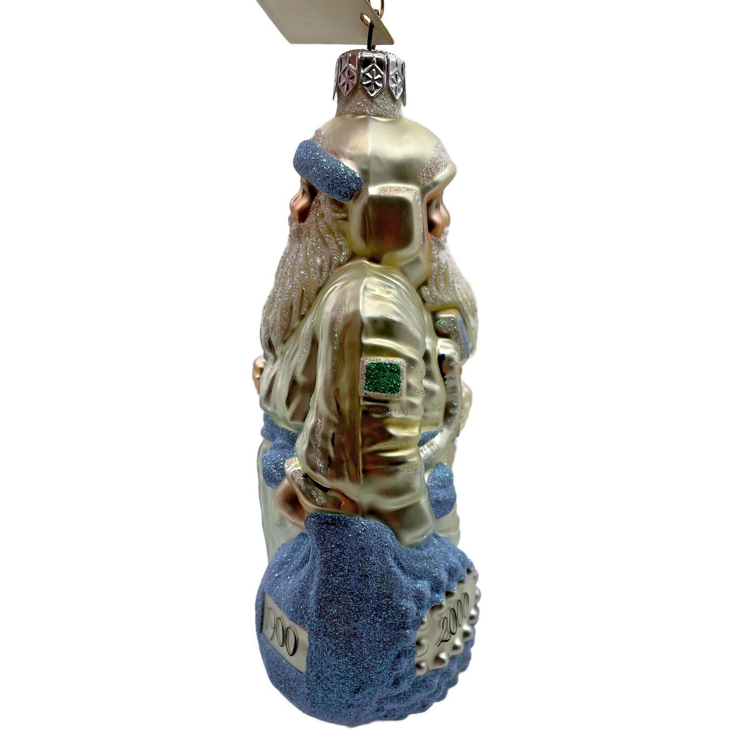 Patricia Breen Millennium Santa Claus Pearl Blue Two Sided Christmas Ornament
