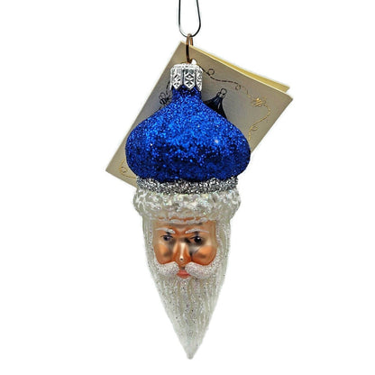 Patricia Breen Miniature Minsk Santa Claus Head Cobalt Christmas Tree Ornament
