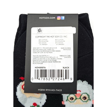 Hot Sox Women Black Christmas Socks Mrs Claus Santa Claus Stocking Stuffers