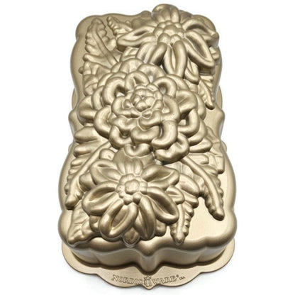Wildflower Loaf Cake Pan 6 Cup Heavy Cast Gold Williams Sonoma Nordic Ware