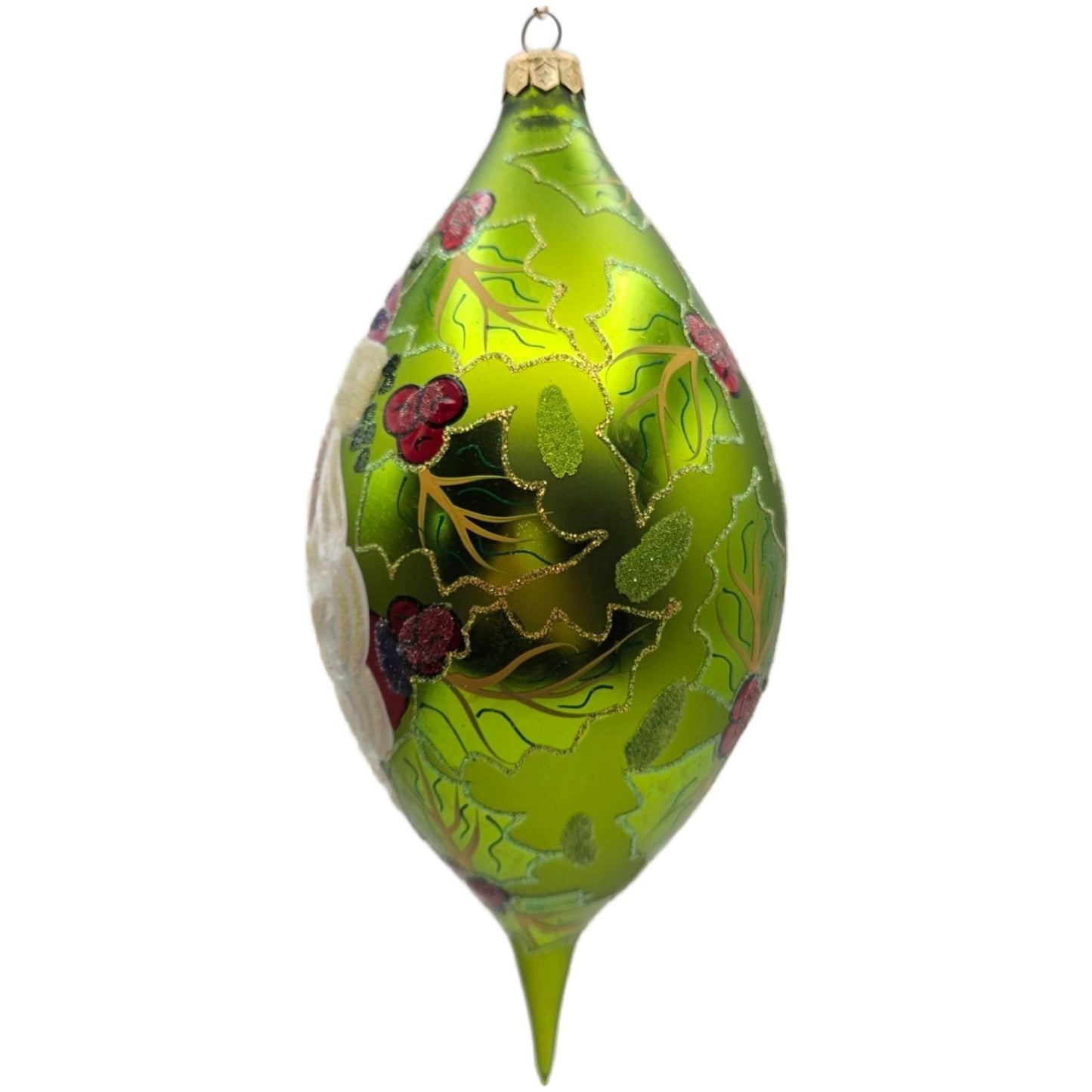 Christopher Radko Regency Santa Portraits Series Green Drop Christmas Ornament