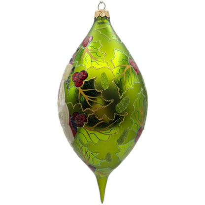Christopher Radko Regency Santa Portraits Series Green Drop Christmas Ornament