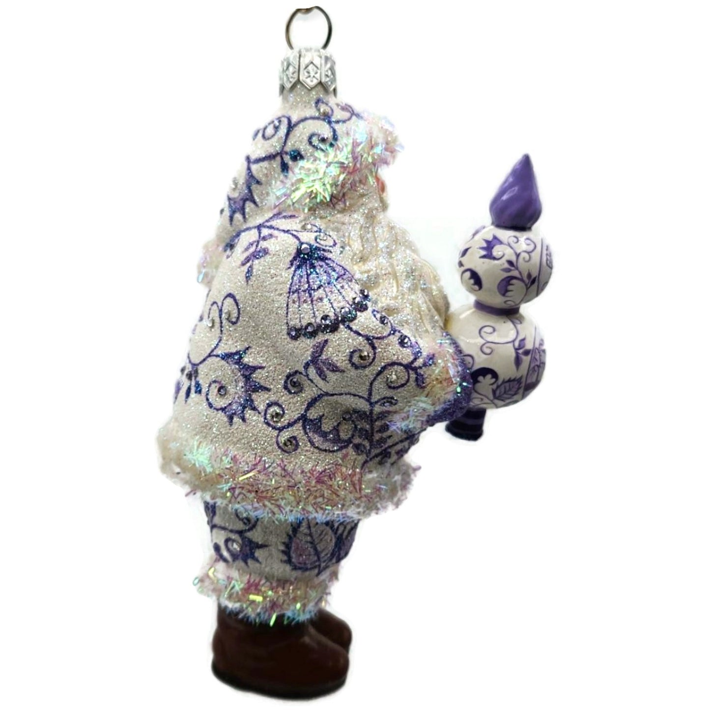 Patricia Breen Crowning Glory Chinoiserie Lavender Santa Christmas Ornament 2814