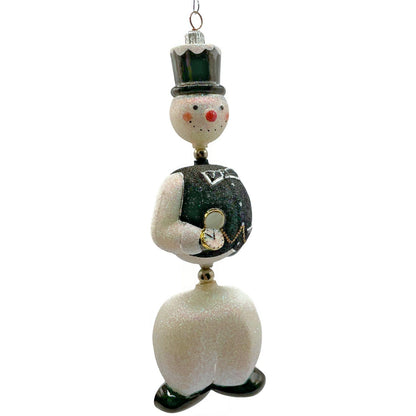 Patricia Breen Kinetic Snowman Black Hat Pearl Christmas Tree Ornament