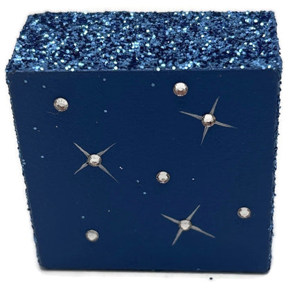 Patricia Breen Presenting Blue Snowman Jeweled Cube Tower Christmas Ornament