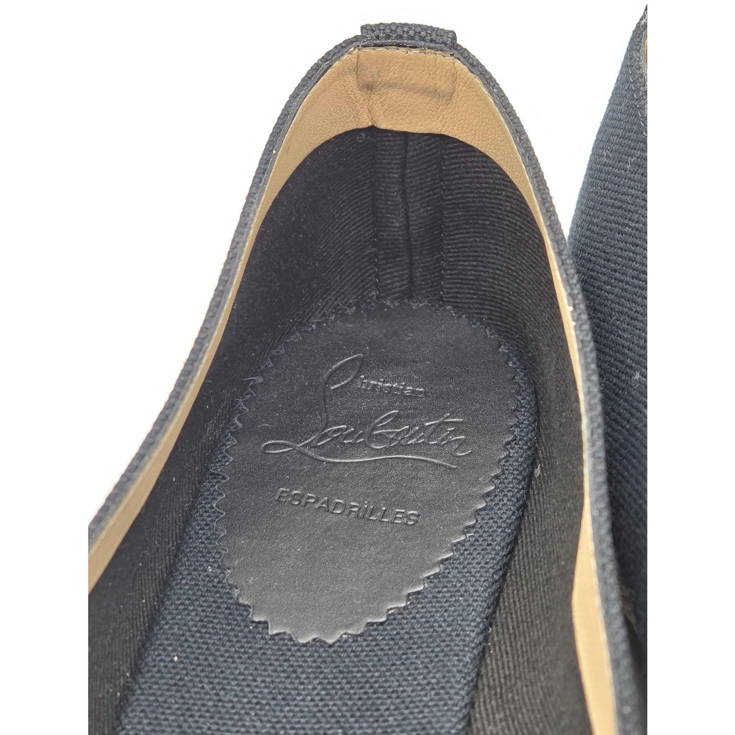 Christian Louboutin Galia Flat Olona Espadrilles Black Fabric Rope Jute Size 39
