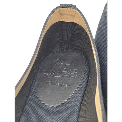 Christian Louboutin Galia Flat Olona Espadrilles Black Fabric Rope Jute Size 39