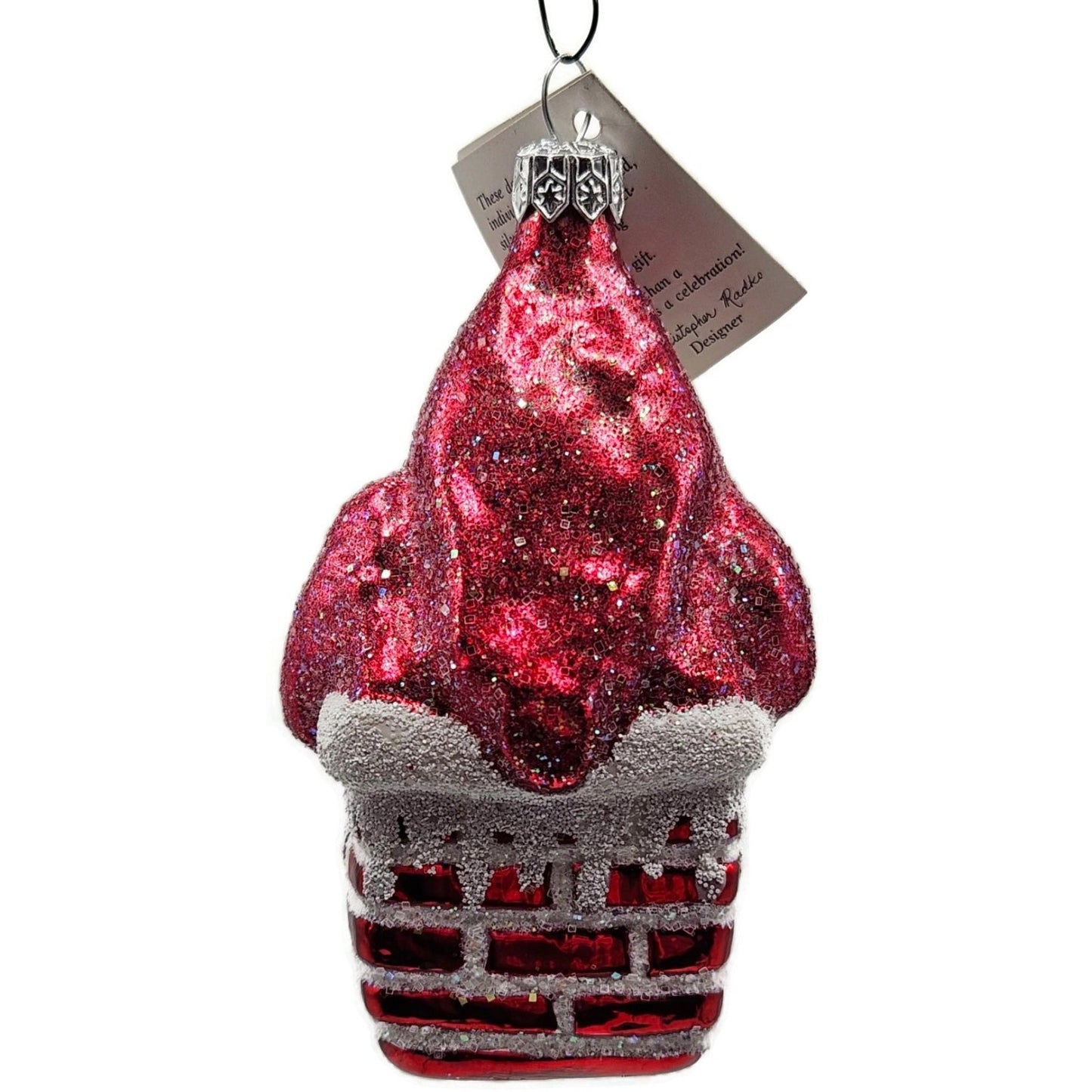 Christopher Radko Santa Claus Down The Chimney Red Christmas Ornament 94-176-0
