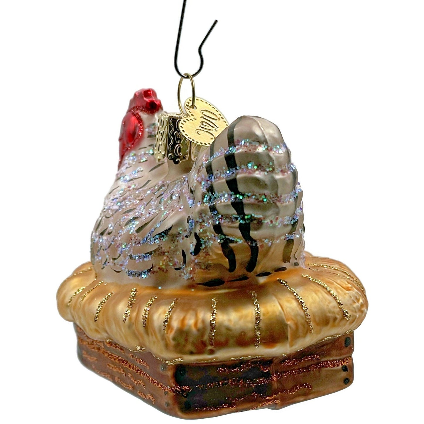 OWC Hen On Nest Farm Chicken Laying Egg Old World Christmas Holiday Ornament