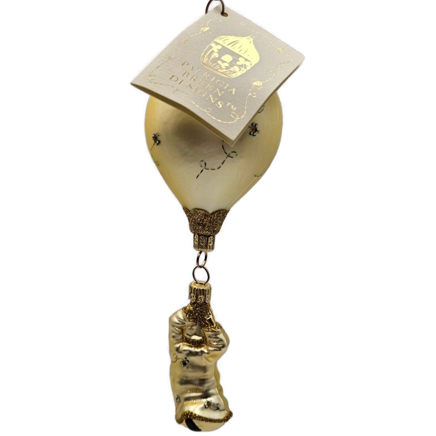 Patricia Breen Into the Blue Bees Gold Balloon Spring Christmas Tree Ornament