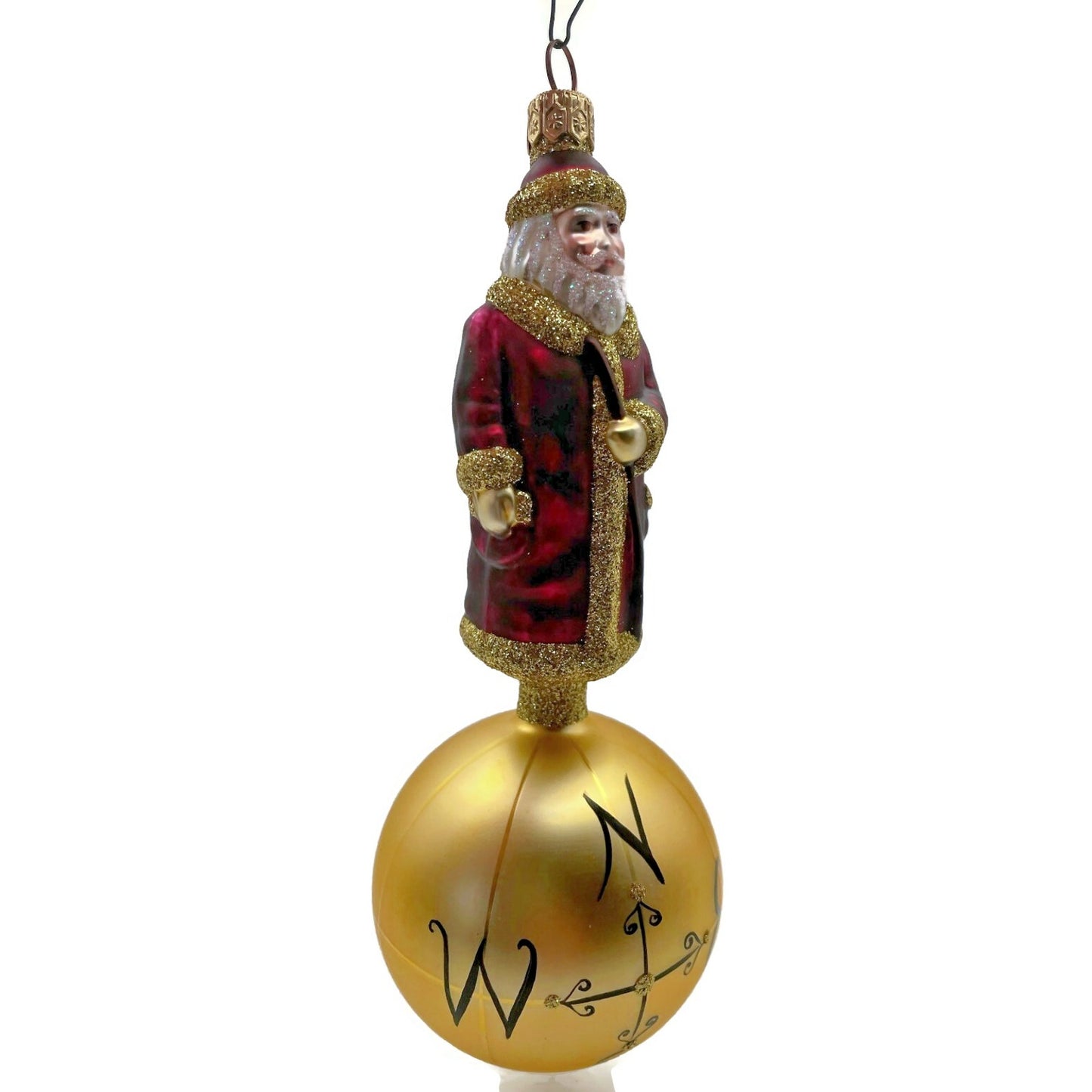 Patricia Breen Sojourning Santa Claus Bordeaux Traveling Christmas Tree Ornament
