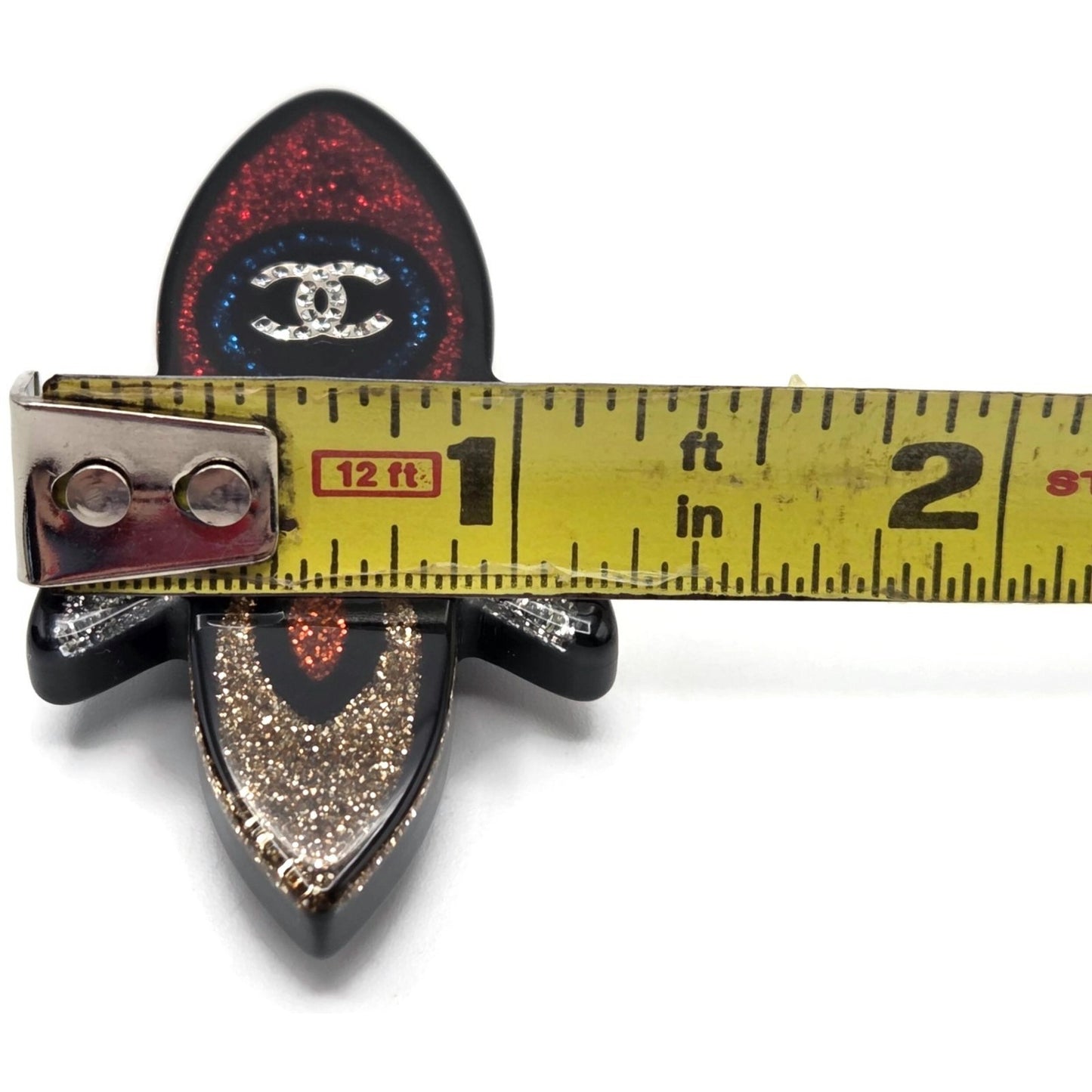 Chanel Rocket Brooch 17S A89416 Space Ship Pin Black Red Grey Glitter Rare Resin