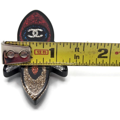 Chanel Rocket Brooch 17S A89416 Space Ship Pin Black Red Grey Glitter Rare Resin