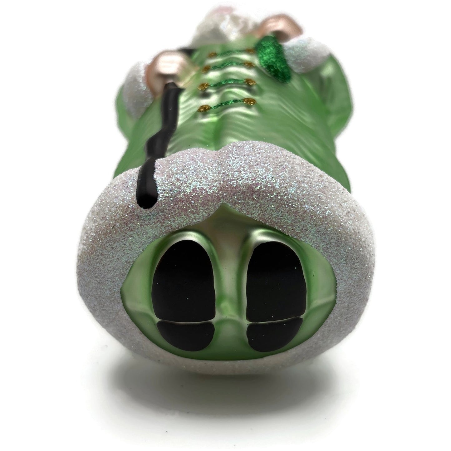 Patricia Breen Santa of the Mead Green White Trim Black Staff Christmas Ornament