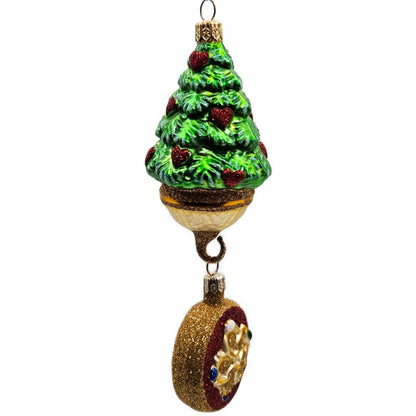 Patricia Breen Five Golden Rings Red Glittered Medallion Christmas Tree Ornament