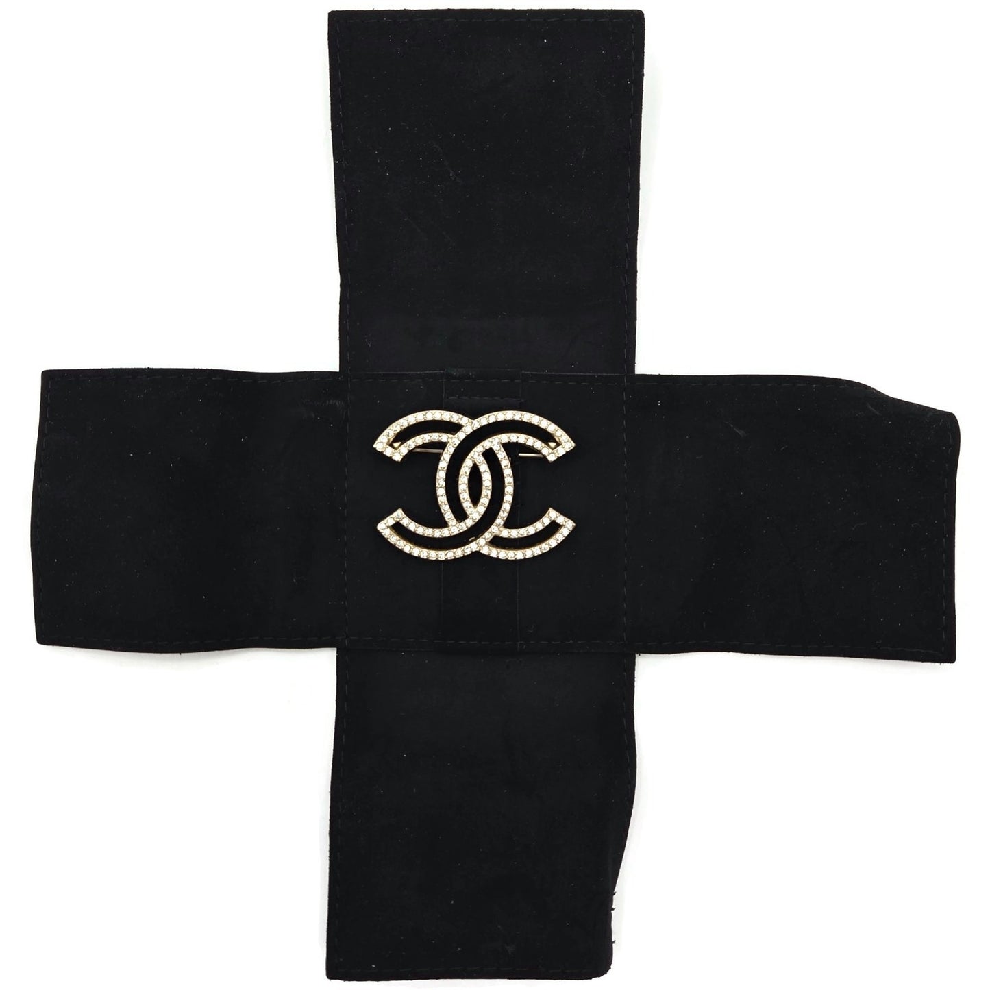 Chanel CC Logo Shaped Brooch Pin Rhinstone Crystal Details Jewelry Silver Tone